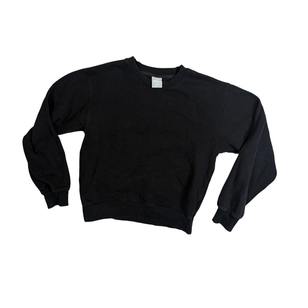 Aritzia TNA Fleece Perfect Sweatshirt Crewneck Pullover Black Medium